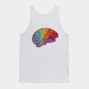 White Matter Brain - Embroidered Look - Rainbow Brain Tank Top